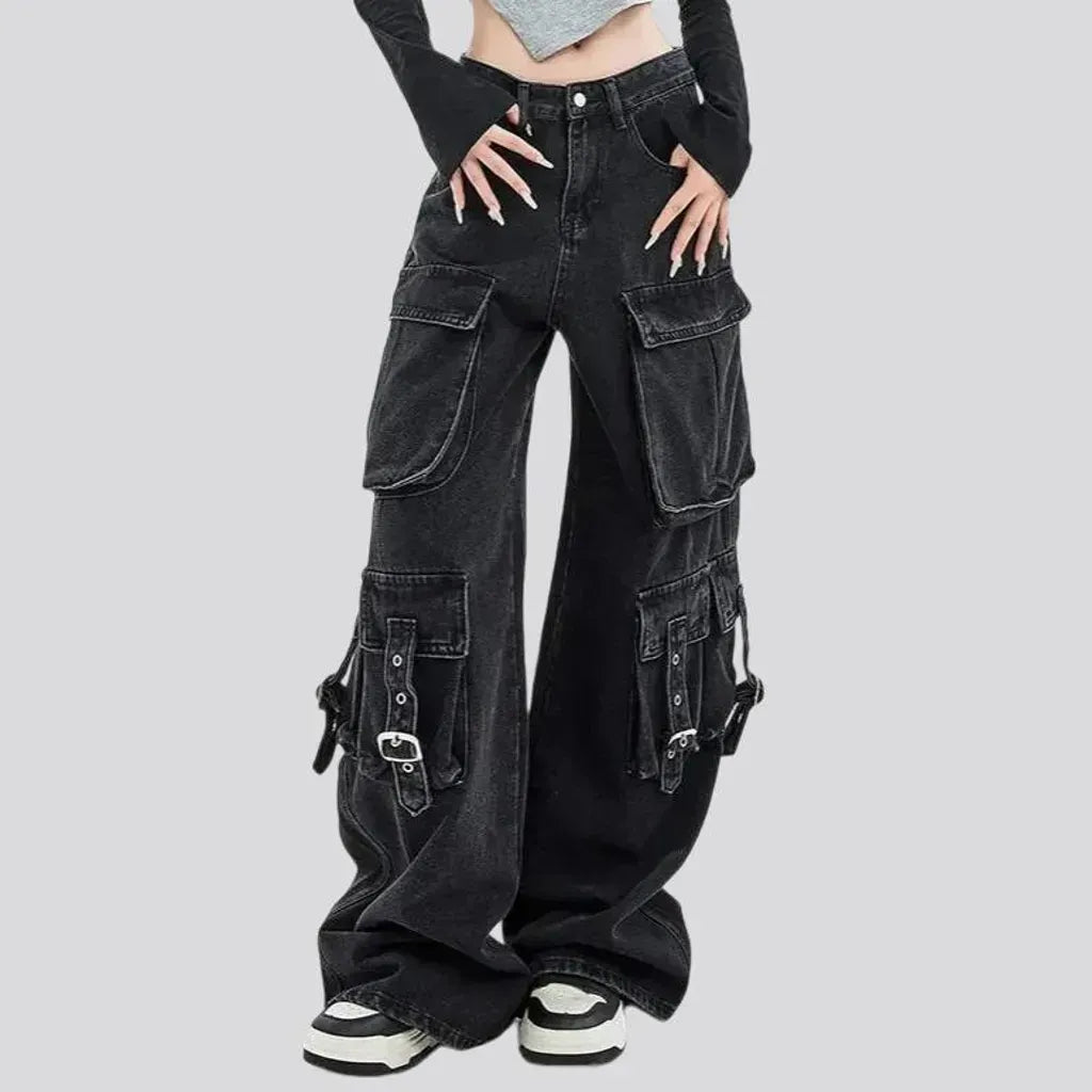 Baggy fit high rise jeans for women