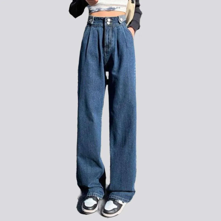 Pleated waistline street jeans