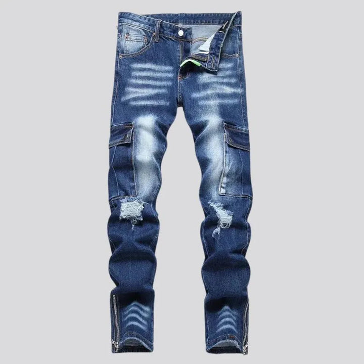 Skinny fit with cargo pockets men's jeans