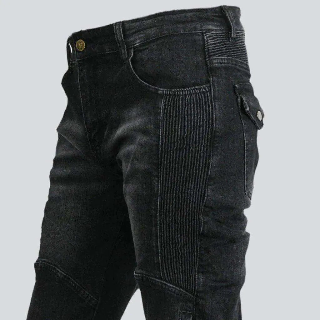 Wear-resistant ladies biker jeans