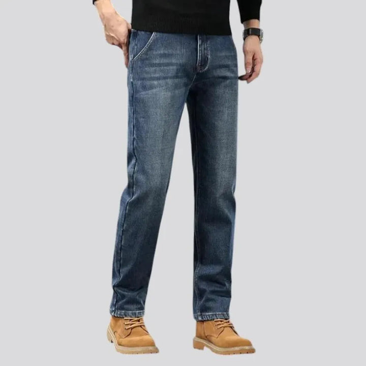 Stretchable abraded retro men's jeans