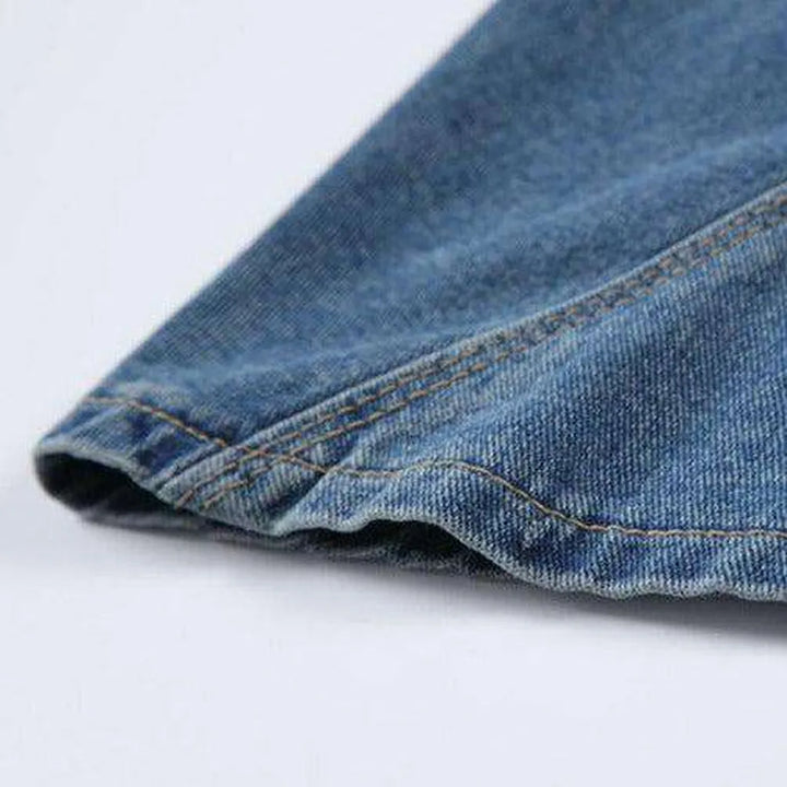 Patchwork long jean skirt