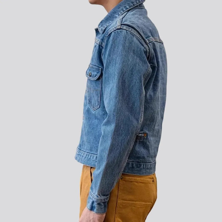 Rugged light wash duty denim jacket for men