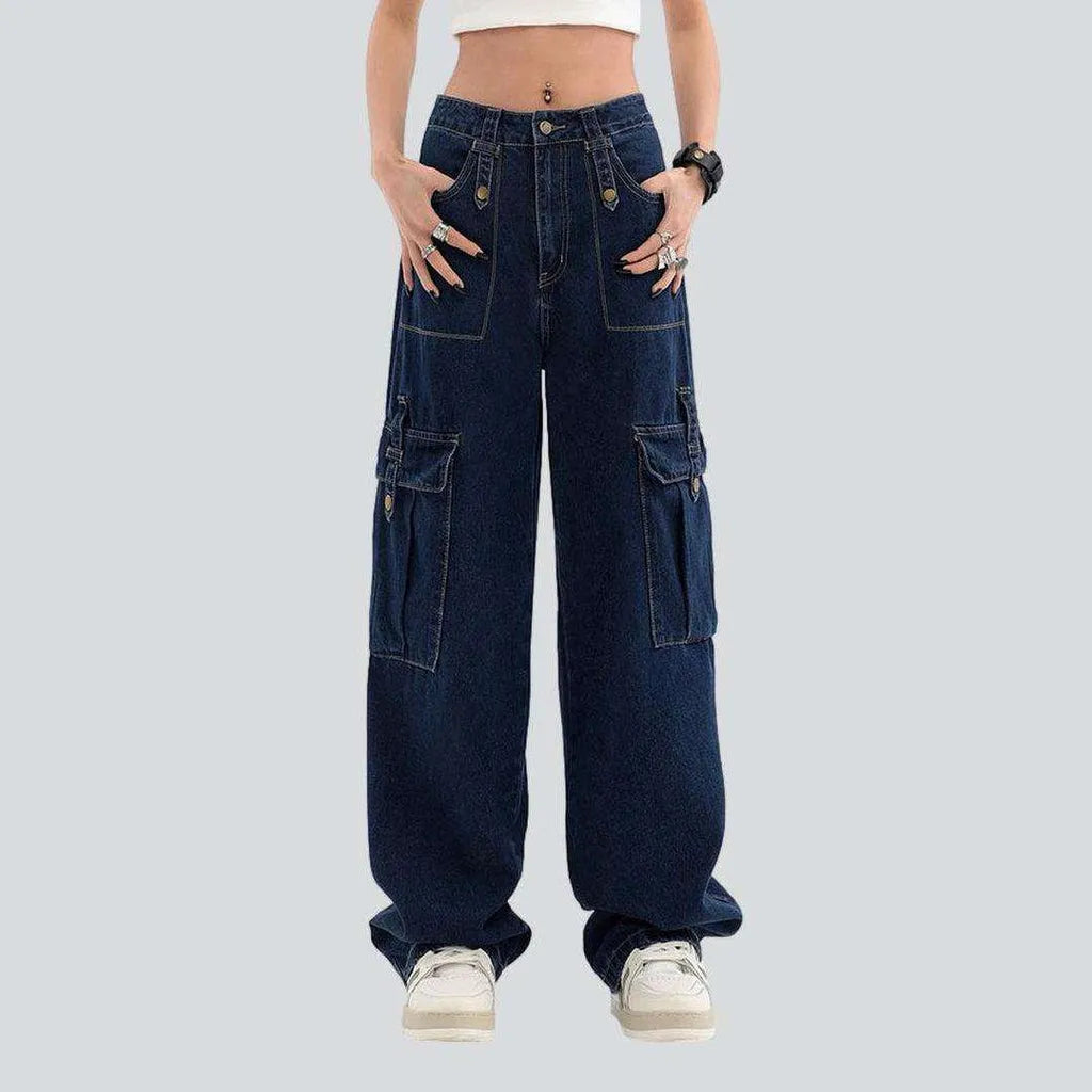 Navy cargo women's baggy jeans