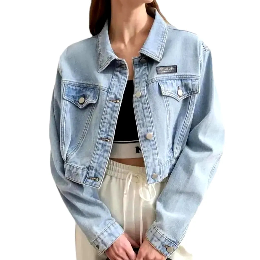 Chic Denim Jacket for Women - Light Blue