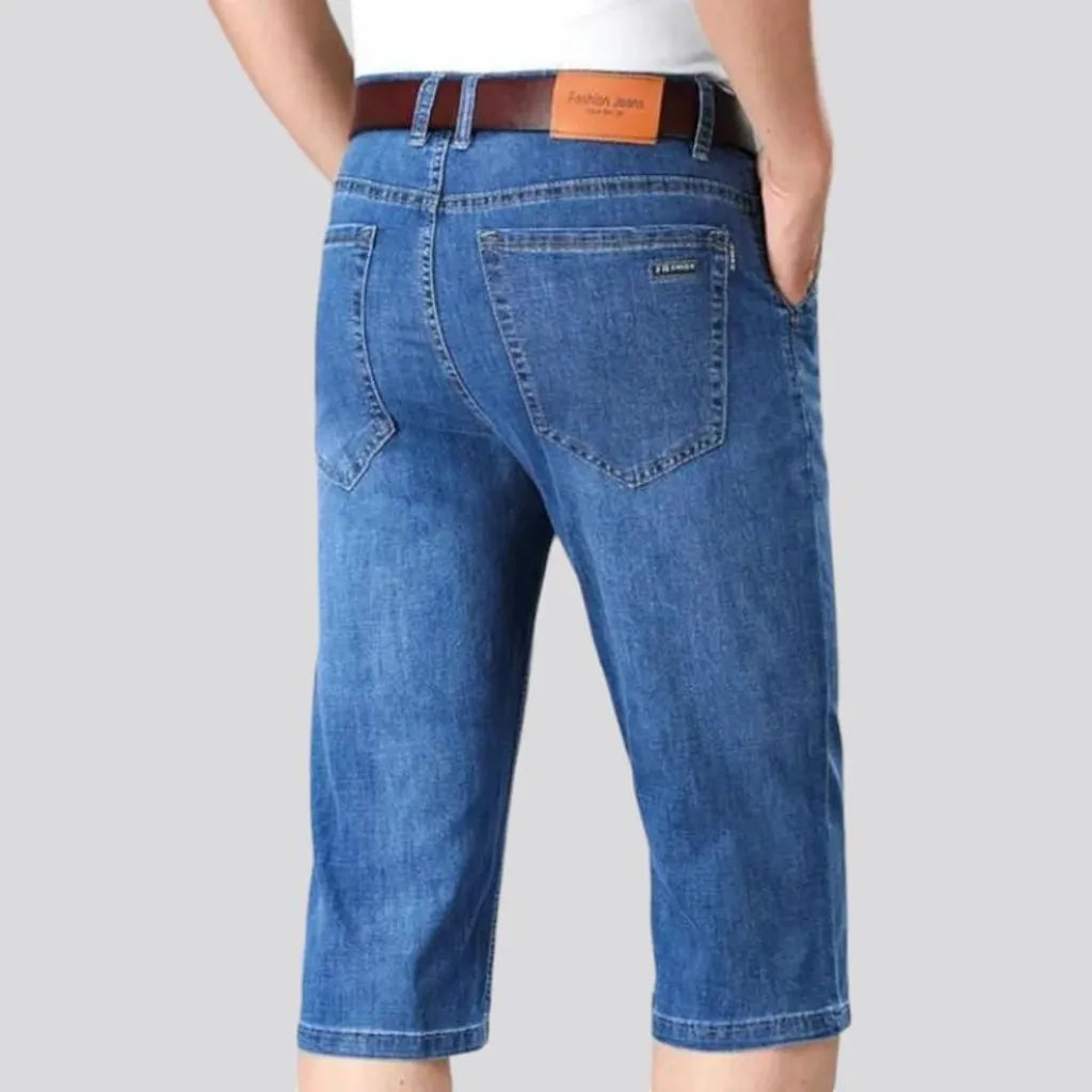 Straight sanded jeans shorts