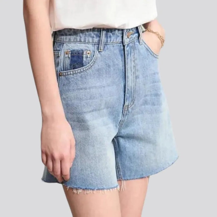 wide-leg, light-wash, whiskered, cropped, high-waist, 5-pockets, zipper-button, women's shorts | Jeans4you.shop