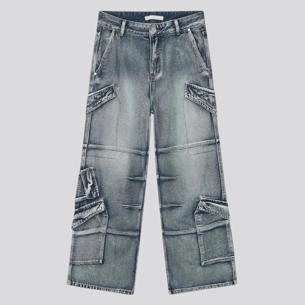 Boho cargo pocket men's jeans