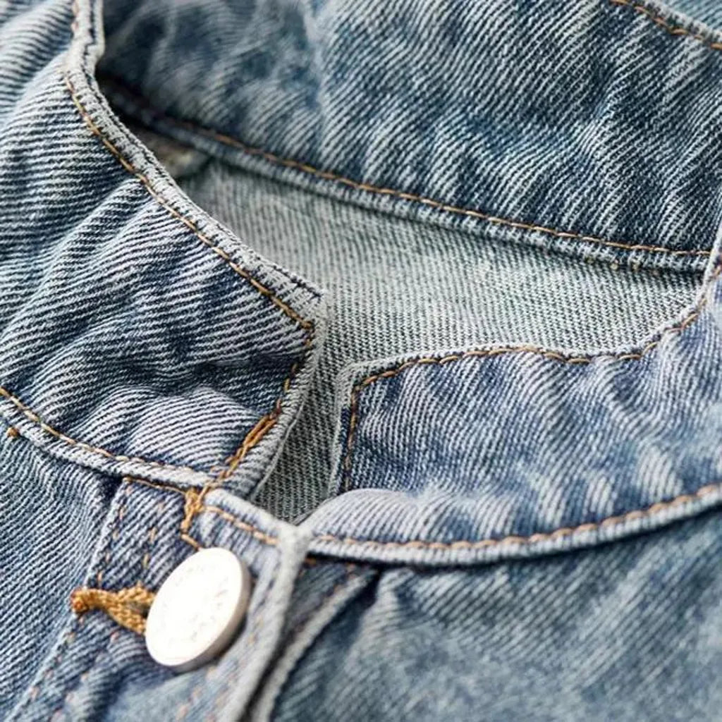 Light-wash sanded jean jacket
 for women