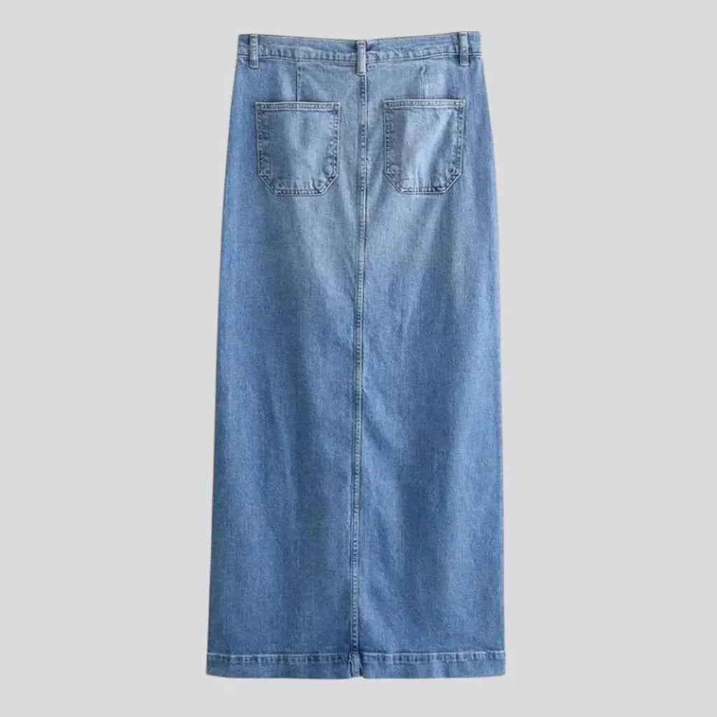 High waist denim jean skirt