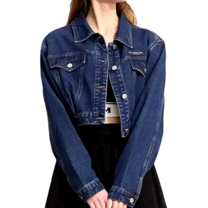 Chic Denim Jacket for Women - Dark Blue