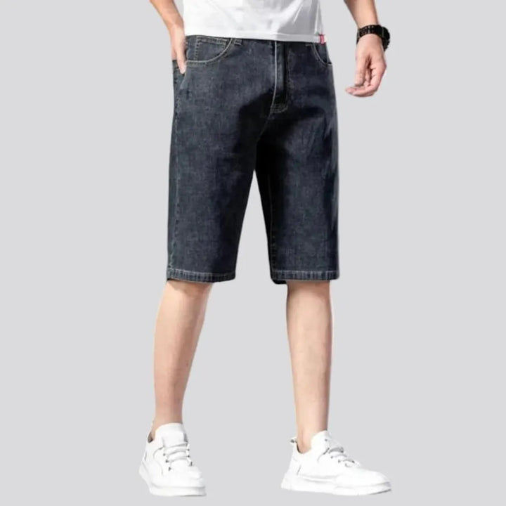 Knee-length men's denim shorts