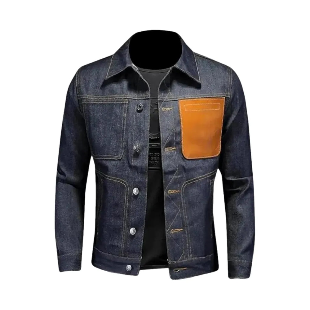 Slim-fit Biker Jeans Jacket for Men - Dark Blue