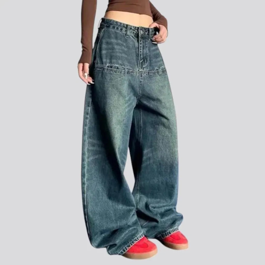 Faded blue retro baggy women's jeans