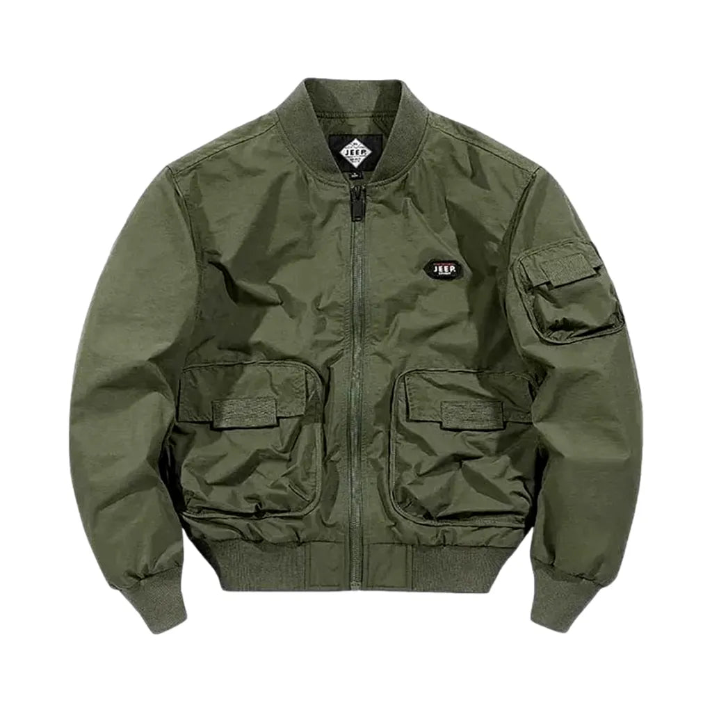 Regular Fit Urban Stylish Men's Jean Bomber Jacket - Khaki