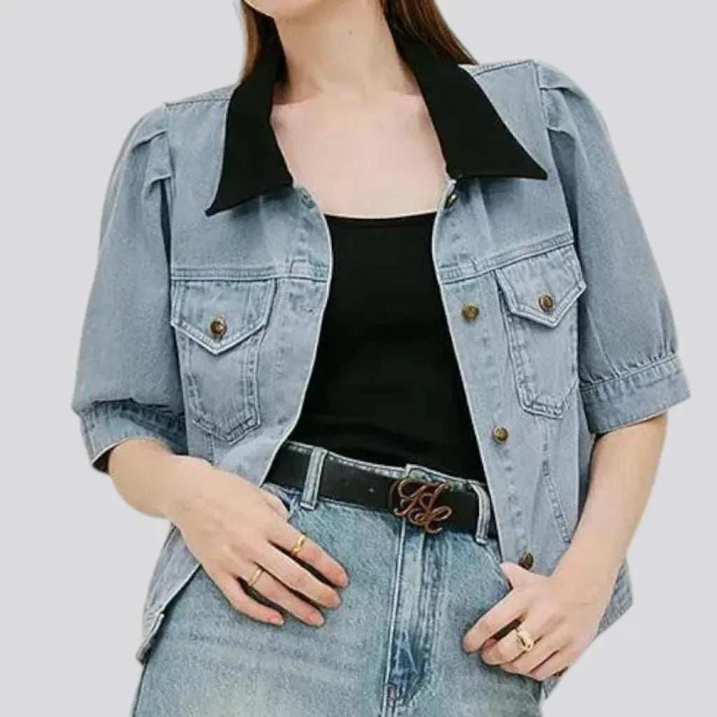 Light oversized casual women's denim jacket