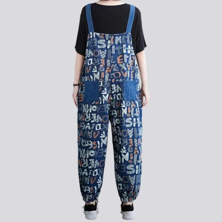 Baggy painted denim overall for women