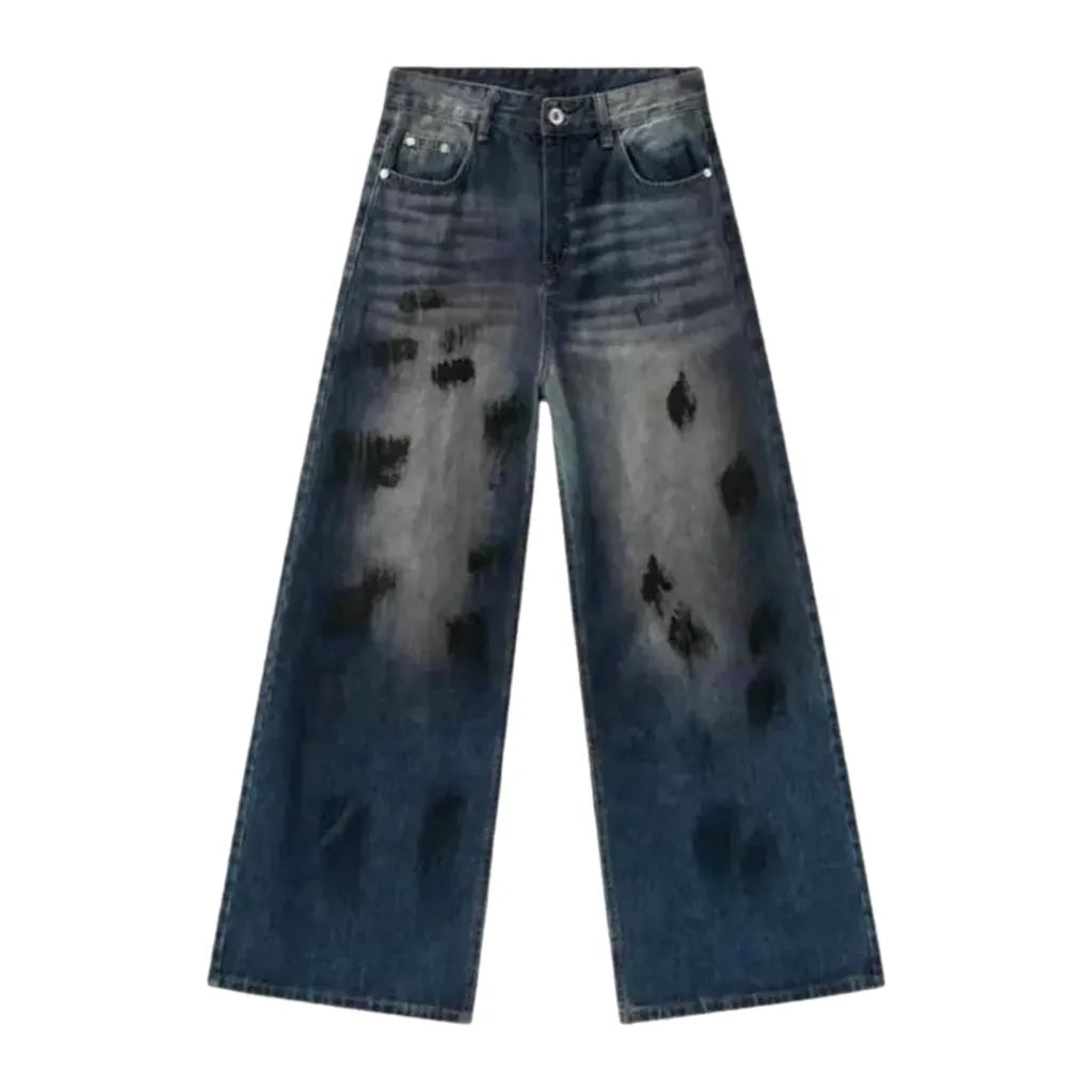 Painted Mid Rise Men's Jeans - Blue