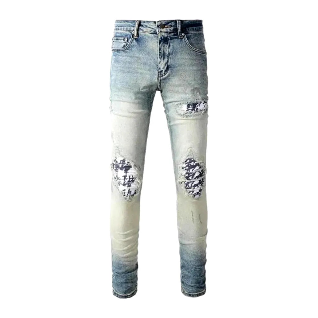 Aged men's whiskered jeans