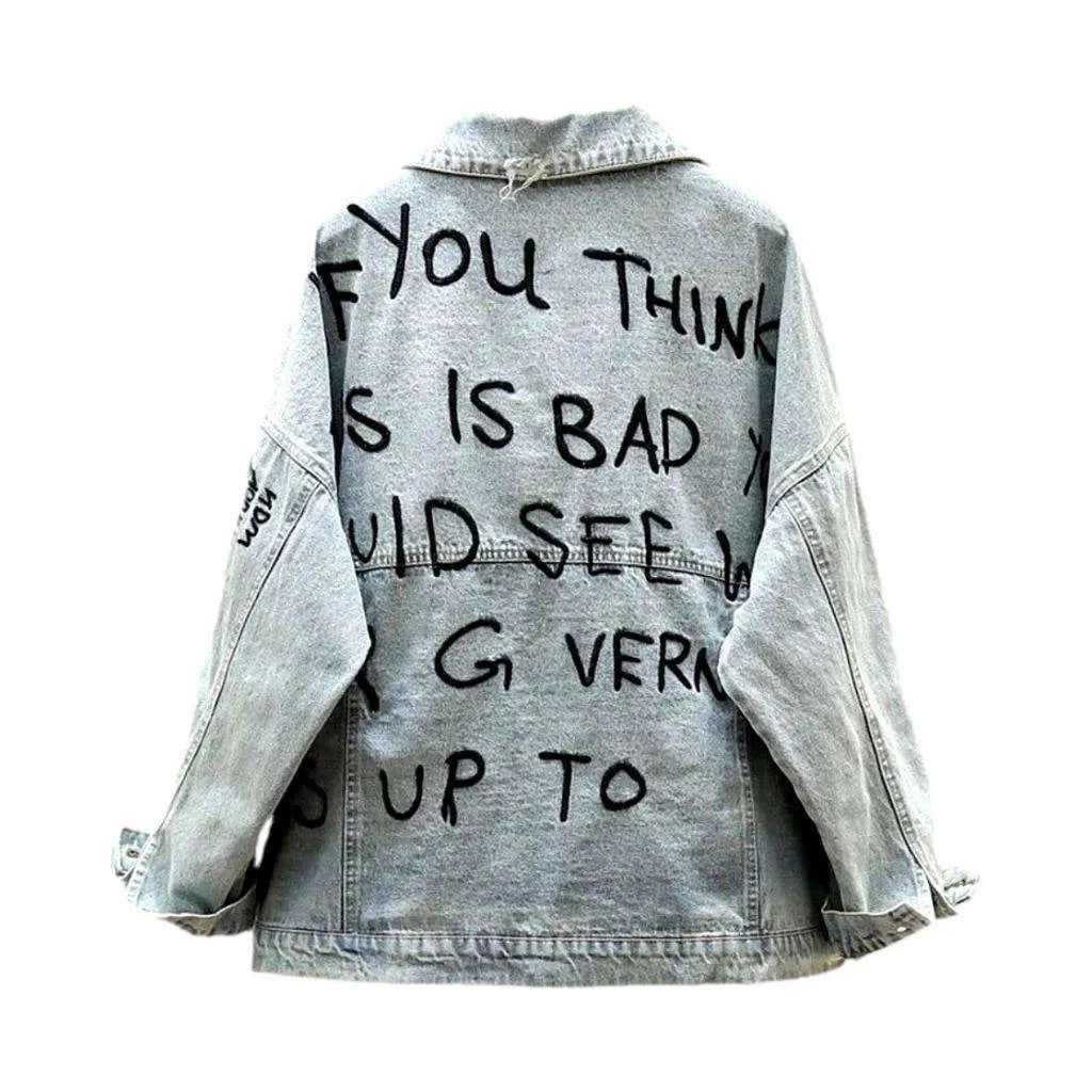 All-over print denim jacket
 for ladies