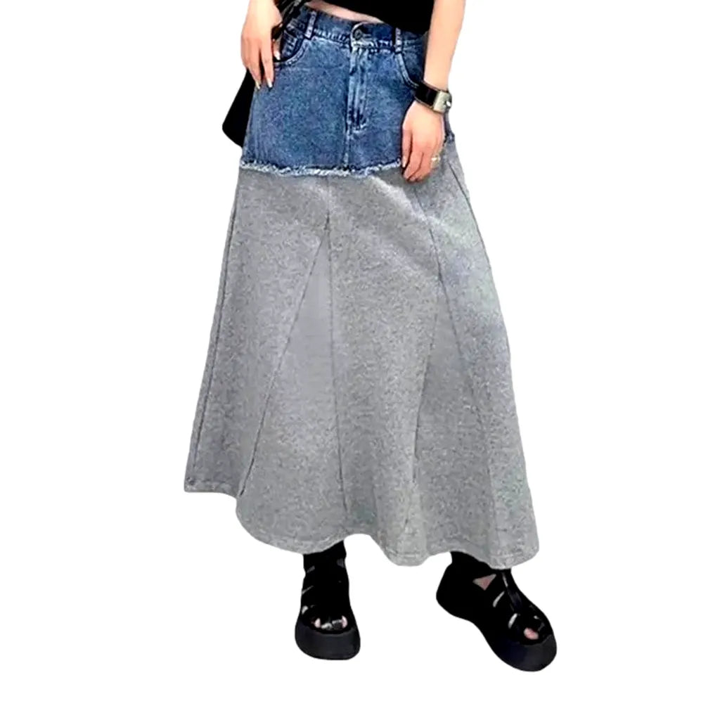 Asymmetric a-line jean skirt
 for ladies