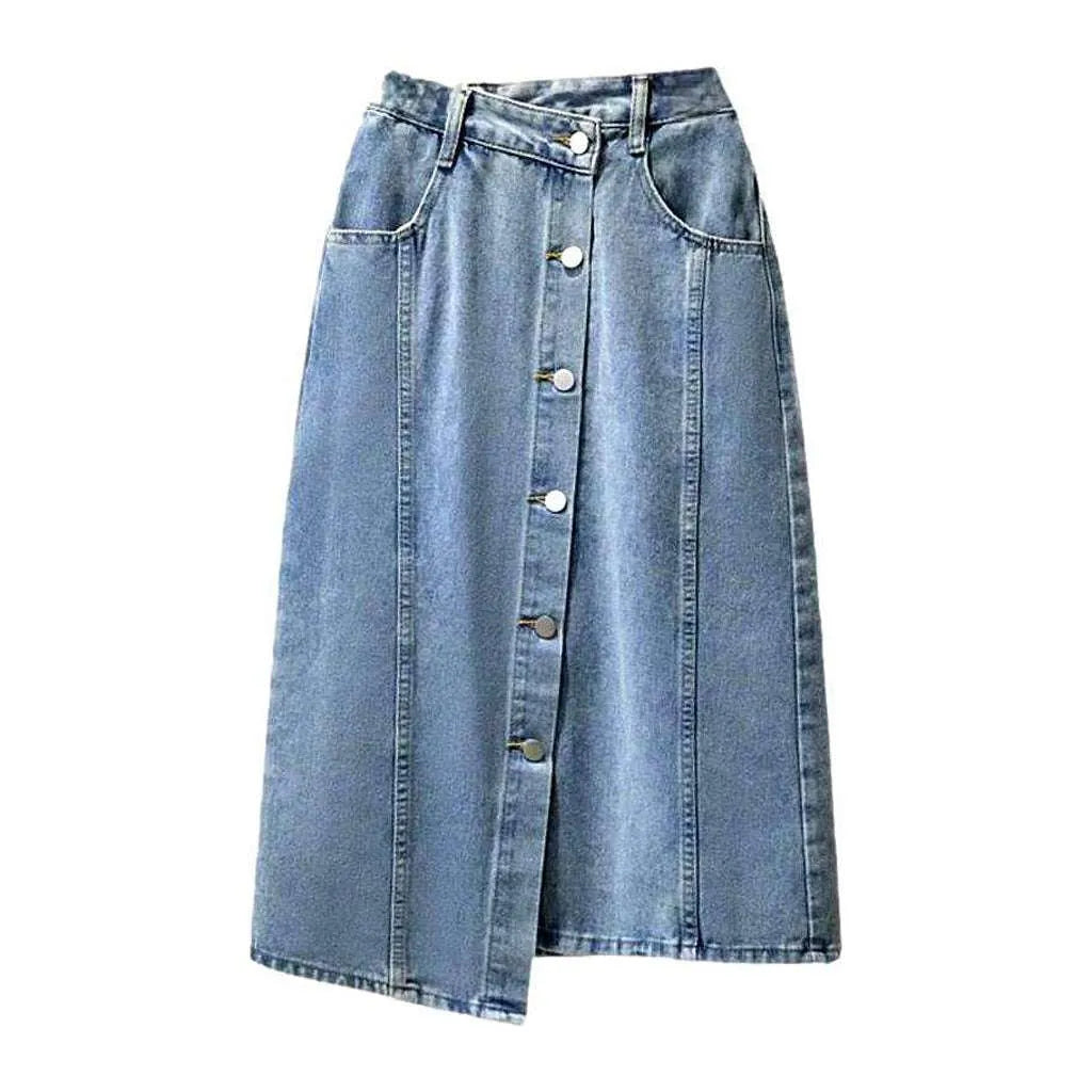 Asymmetric a-line women's denim skirt