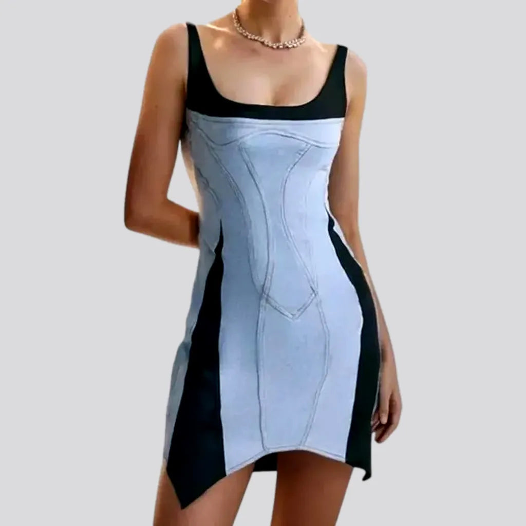 Asymmetrical Elastic Backless Denim Dress | Jeans4you.shop