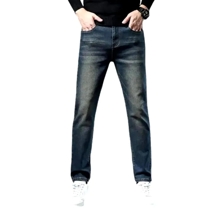 Sleek Slim Fit Retro Men's Jeans - Dark Blue