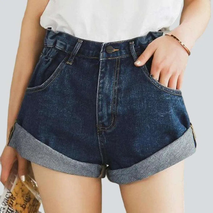 Wide-leg women's jeans shorts