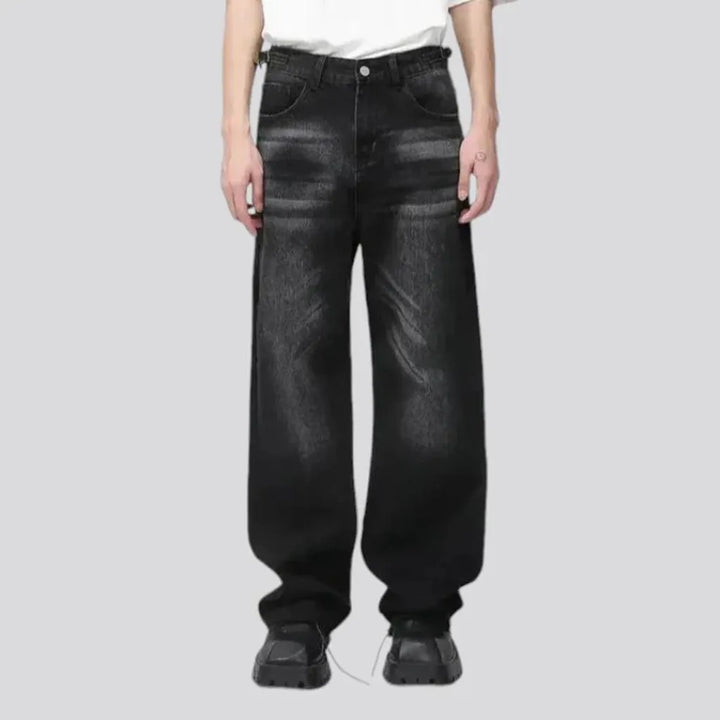 Boho style baggy men's jeans