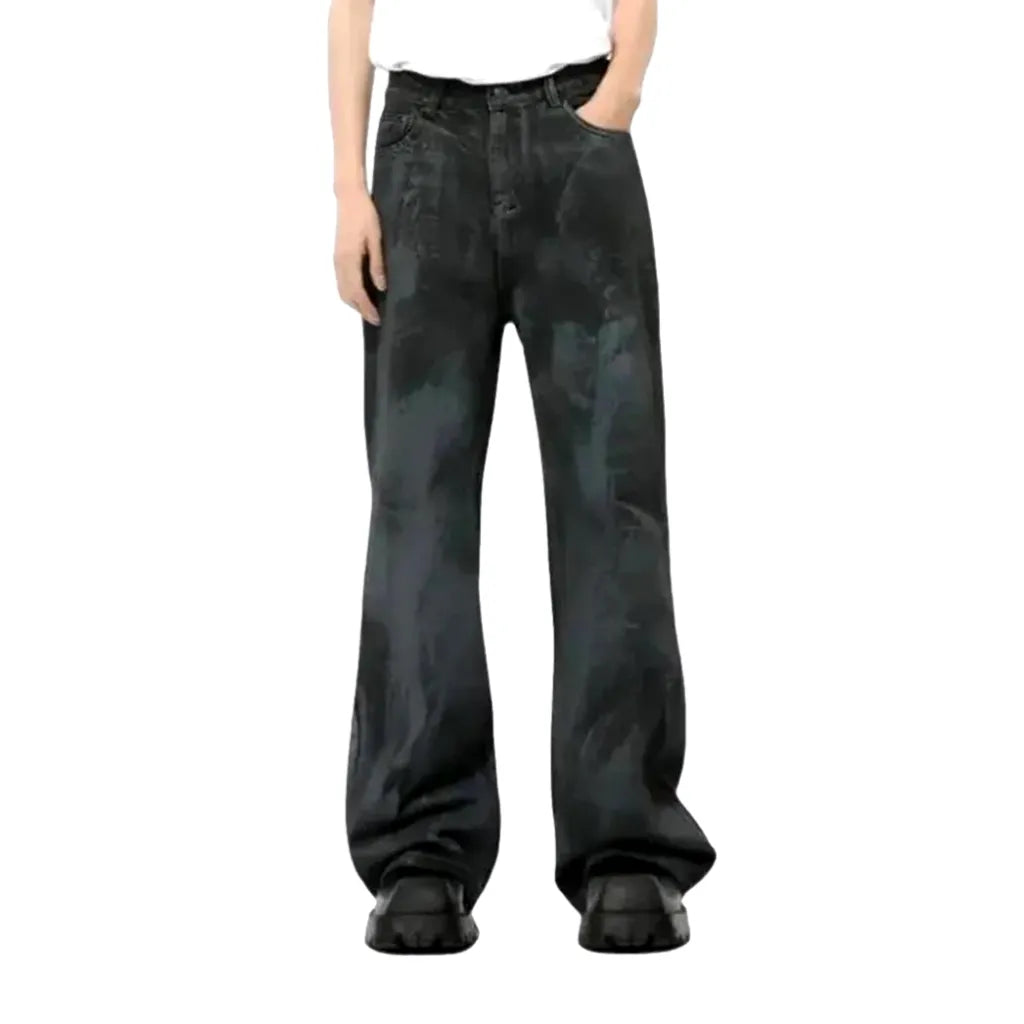 Loose Fit Bootcut Fashion Men's Jeans - Black