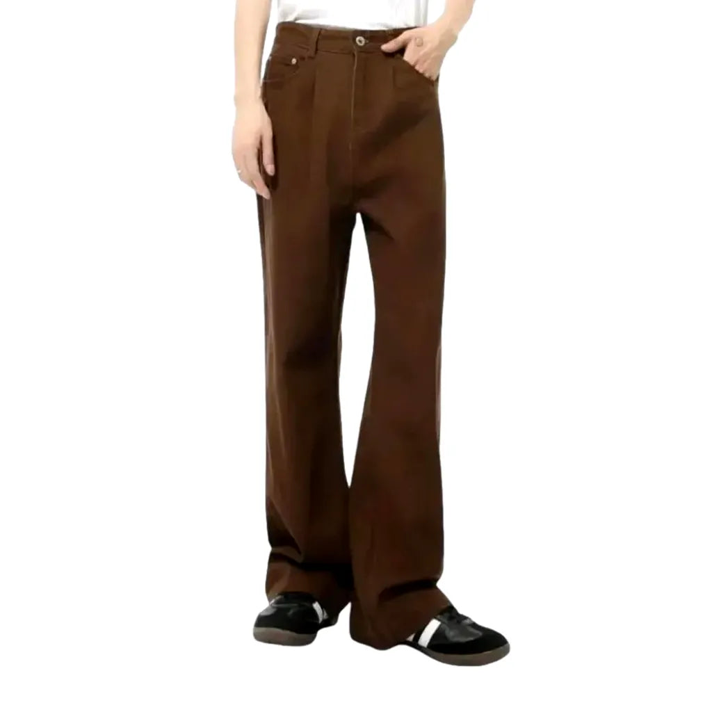 Monochrome Straight Cut Fashion Men's Jeans - Brown