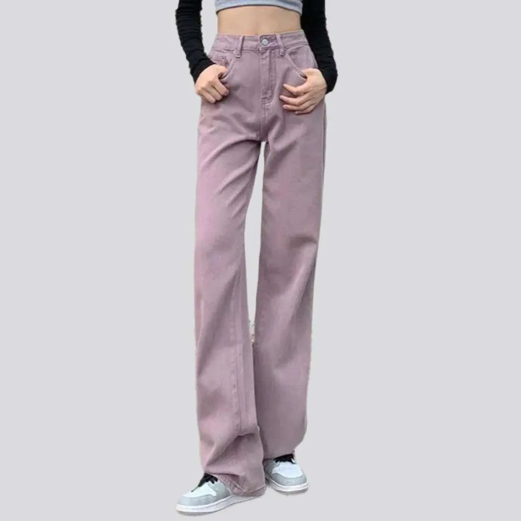 Straight-leg purple women's jeans