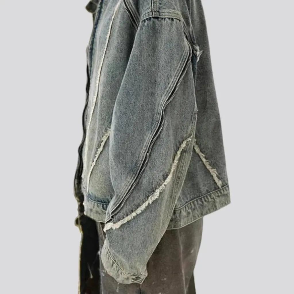 Light wash oversized denim jacket for men