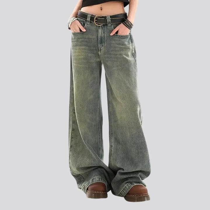 Retro slouchy fit boho women's jeans