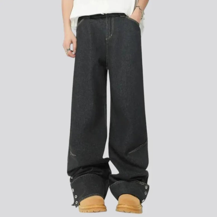 Stylish baggy fit monochrome men's jeans