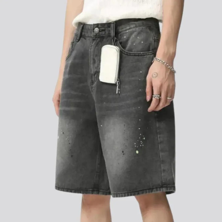 Boho style men's denim shorts