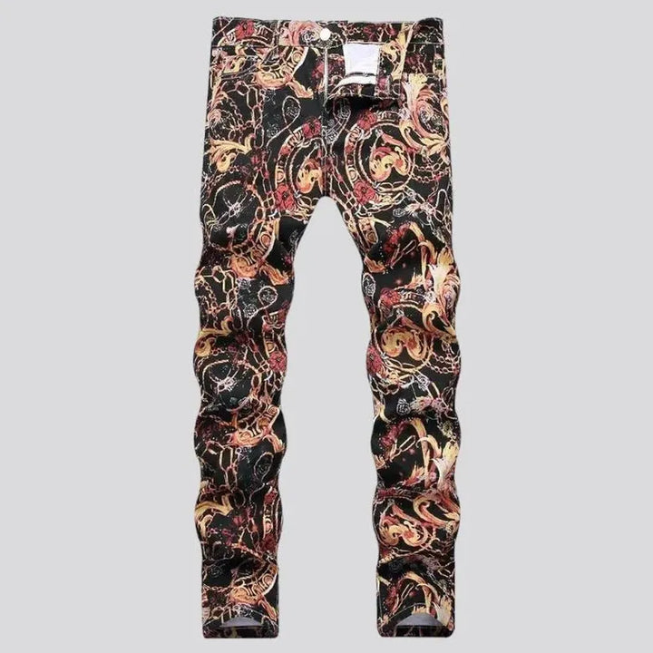 Painted ornament jeans
 for men