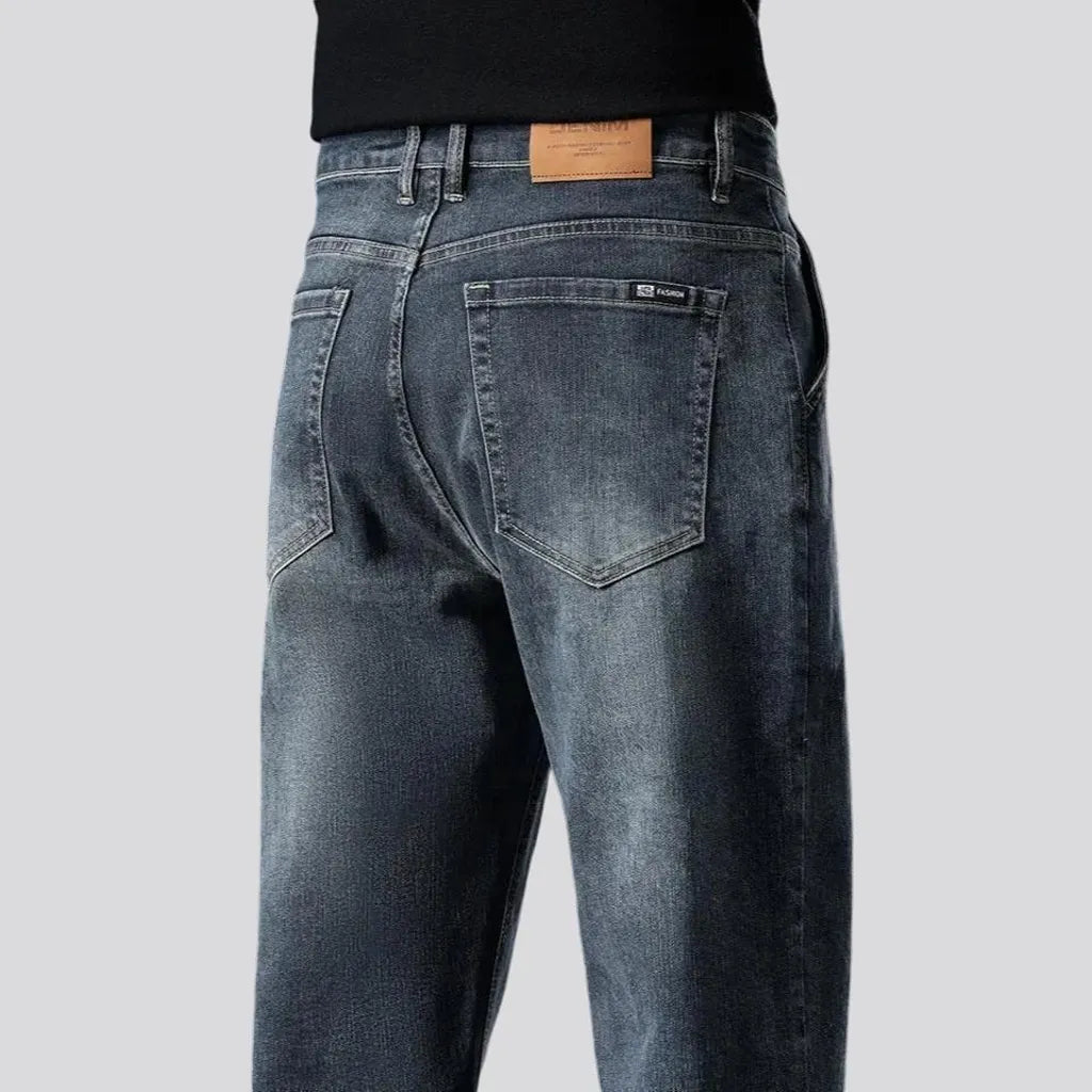 Abraded straight fit 90s style men's jeans