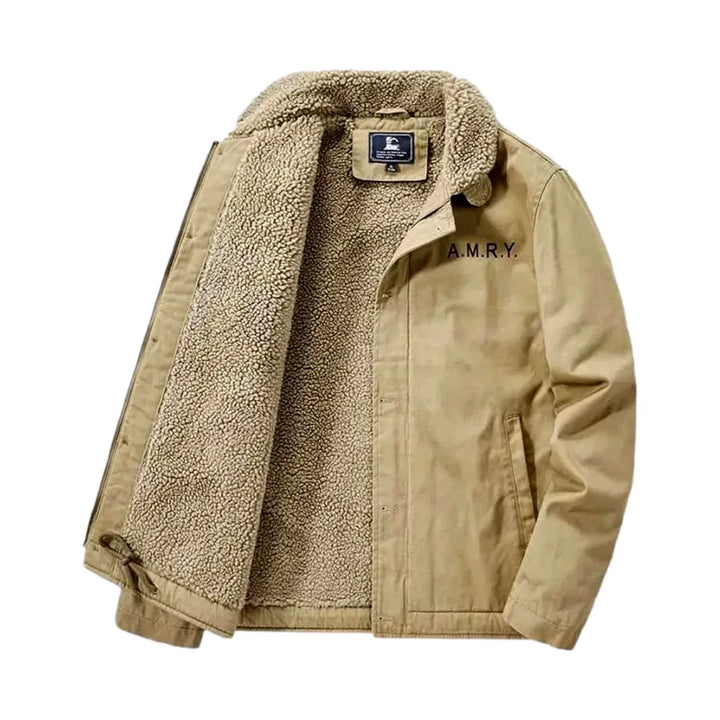 Fashionable Men's Sherpa Coat - Sand