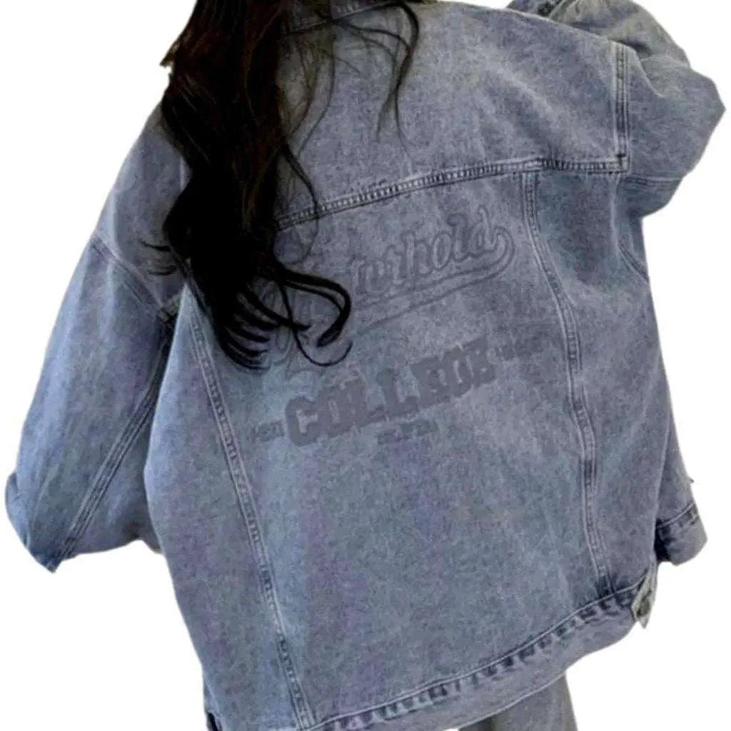 Back print oversized denim jacket