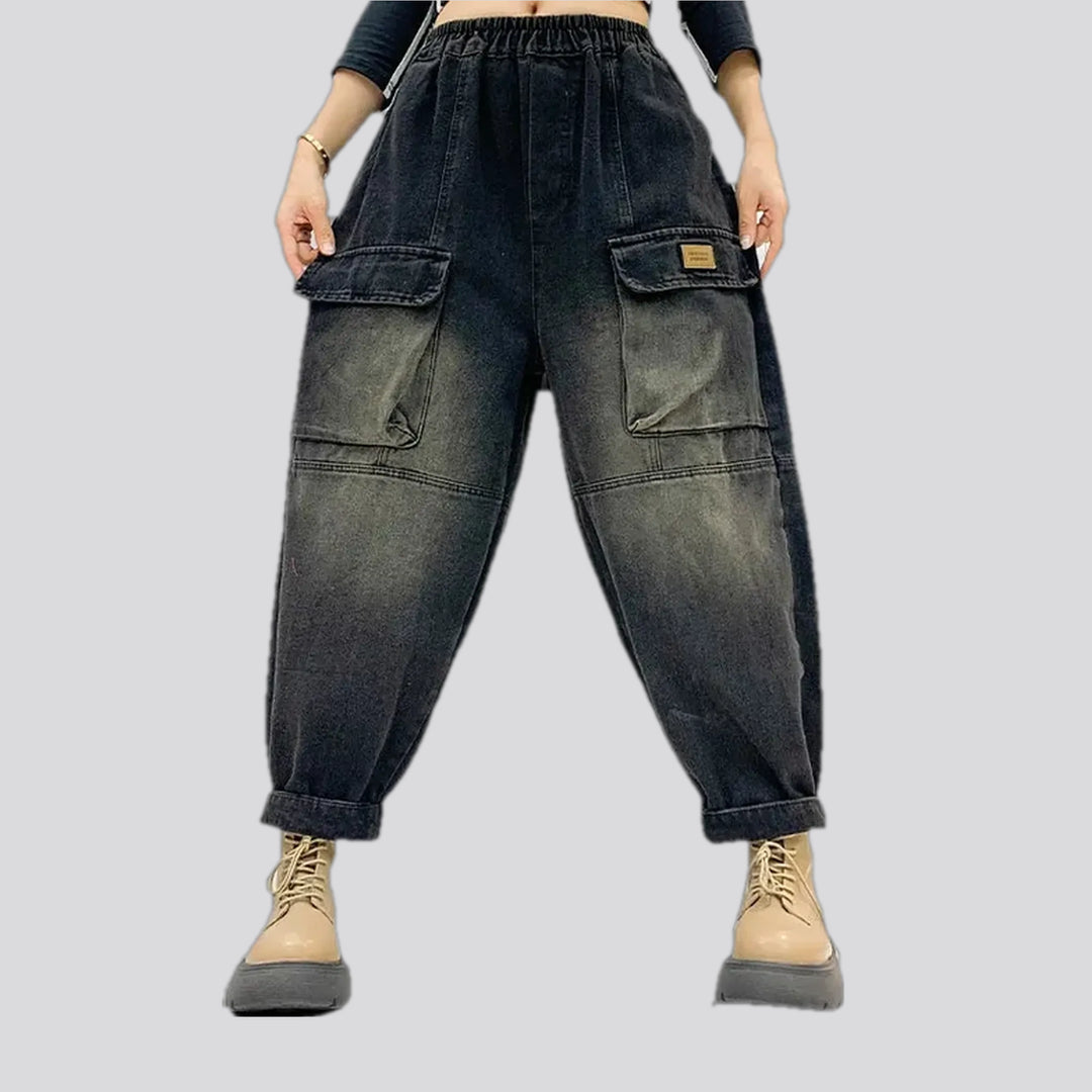 Baggy Fit Cargo Pocket Denim Joggers for Women | Jeans4you.shop