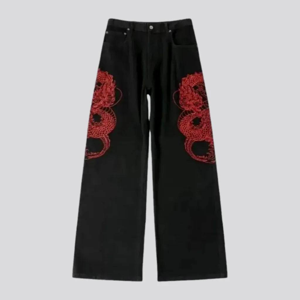 Baggy Fit Embroidered Street Men's Jeans | Jeans4you.shop