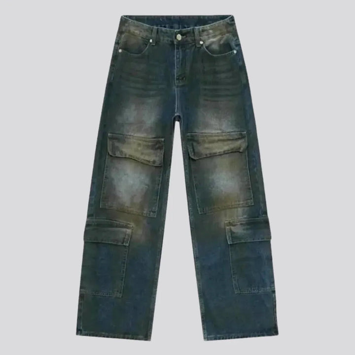 Baggy Fit Whiskered Cargo Jeans for Men | Jeans4you.shop