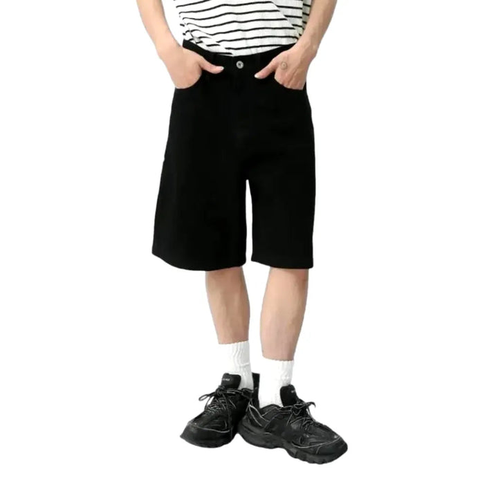Baggy high-waist men's denim shorts