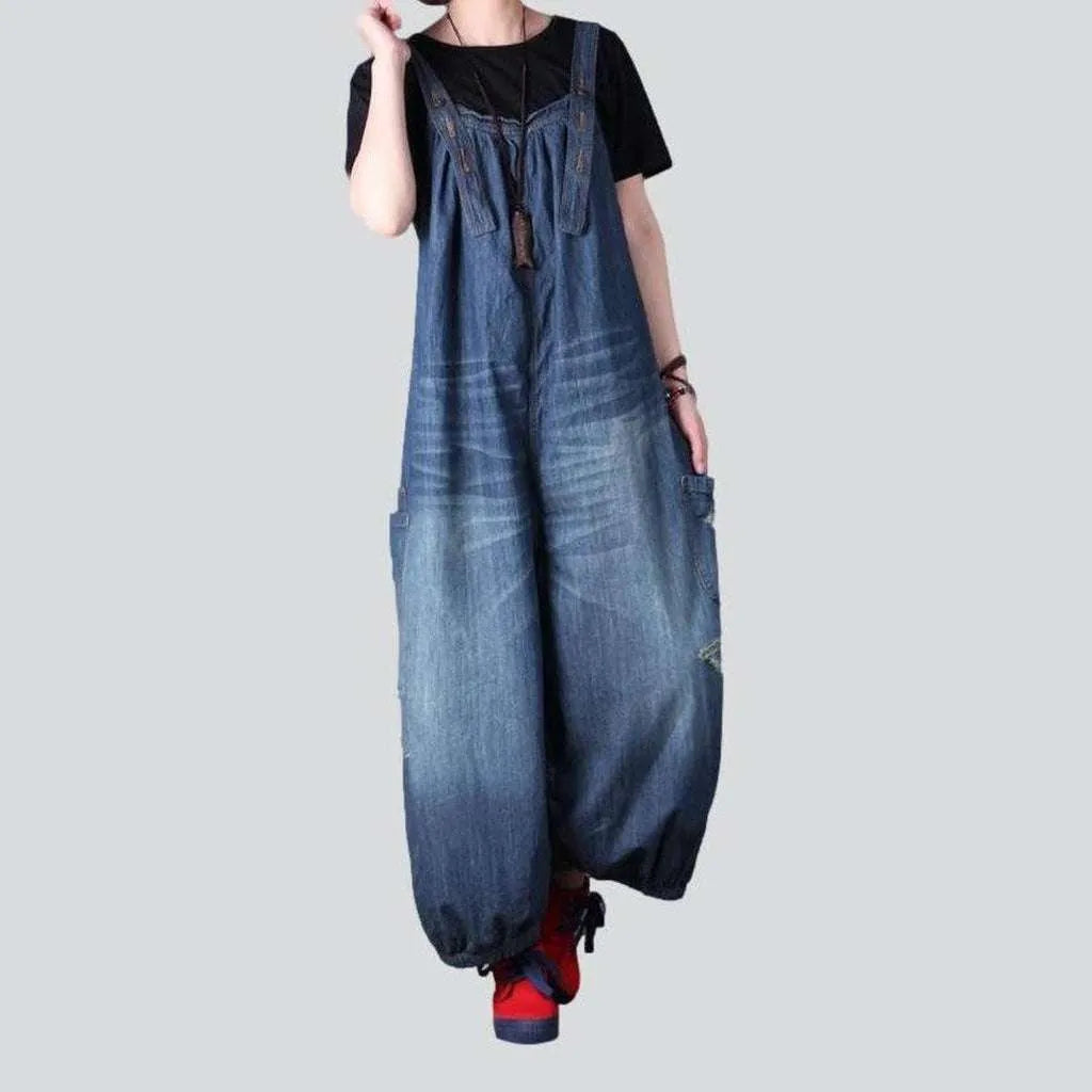 Baggy Medium Wash Jeans Dungaree for Ladies | Jeans4you.shop