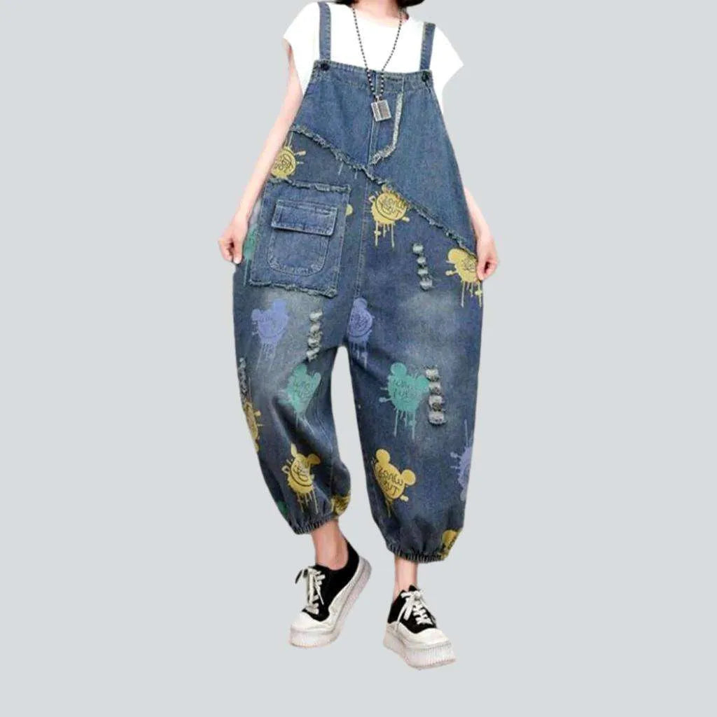 Baggy painted denim overall for ladies | Jeans4you.shop