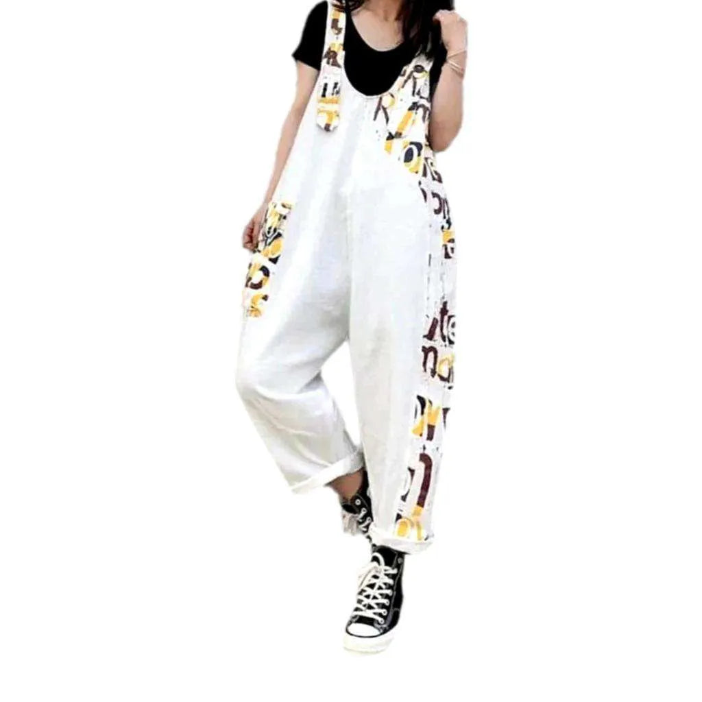 Baggy Painted Women's Jean Overall - White