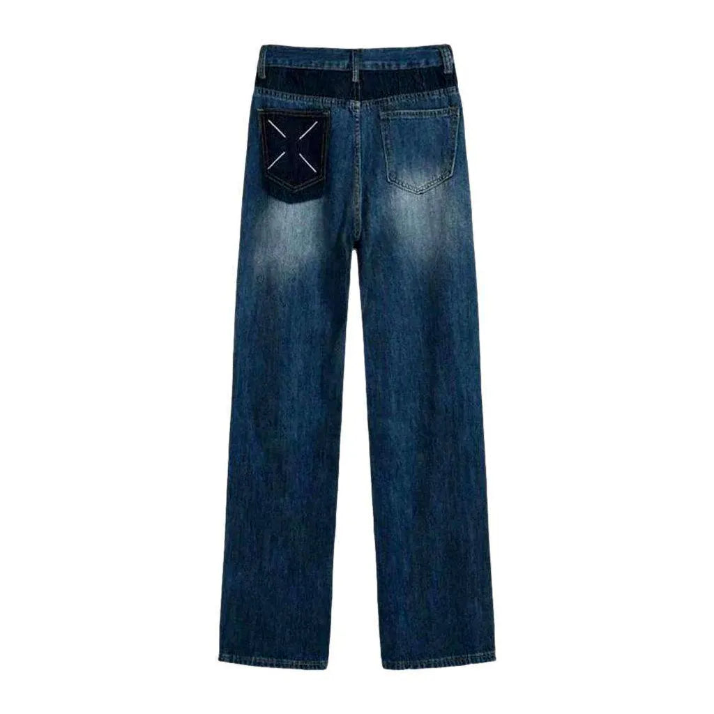 Baggy patched pocket women's jeans