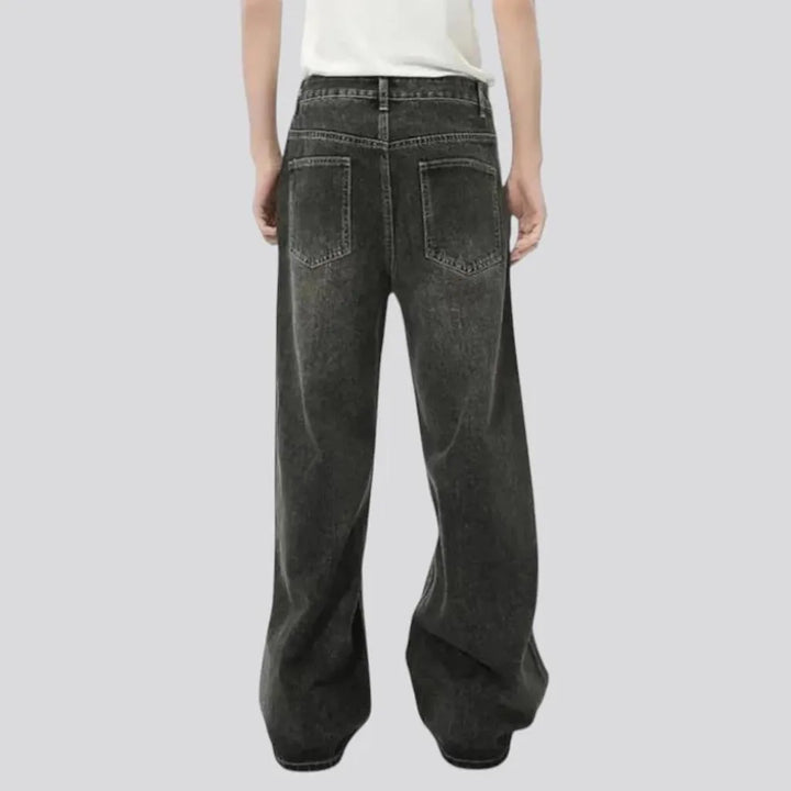 Sanded mid-waist men's jeans